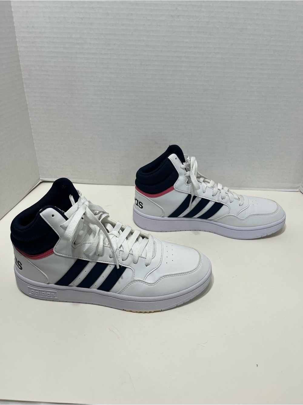 ADIDAS HOOPS 3.0 MID CLASSIC basketball SHOES women size 10 white pink navy blue